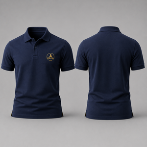 เสื้อโปโลสีน้ำเงินกรมท่าสำหรับผู้ชาย ปักโลโก้ตามสั่ง เสื้อกอล์ฟ ชุดกีฬา ชุดยูนิฟอร์ม ผ้าปิเก้ เสื้อเชิ้ตลำลองสำหรับธุรกิจ - Product Image 1