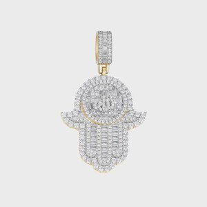 Colgante Hamsa, Colgante Ojo de Eil, Colgante Mano de Fátima, Colgante de Plata 925 con Incrustaciones, Colgante Espiritual de Buena Suerte, Joyería de Protección - Product Image 4