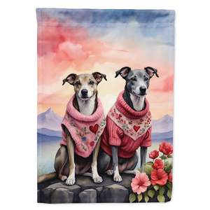 Whippet Two Hearts Drapeau de jardin multicolore Boîte aux lettres décorative et bannière de cour de patio pour parterres de fleurs et œuvres d'art - Product Image 1