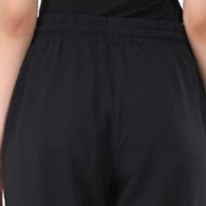 Ladies Black Elastic Waist <b>Cargo</b> Jogger <b>Pants</b> Regular Fit Casual Sweatpants Side Pocket <b>Cuffed</b> Ankles Winter Fleece Quick Dry - Product Image 4