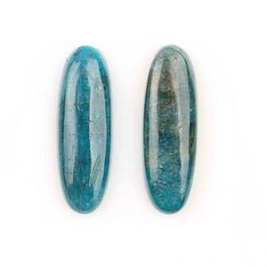 Apatite bleue naturelle de qualité supérieure, cabochon ovale taillé 10x30mm à dos plat et calibré, pour la fabrication de bijoux (boucles d'oreilles), fournisseur en gros - Product Image 1