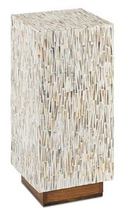 Tabourets rectangulaires hauts au design coquillage incrusté, mosaïque de nacre naturelle, table de chevet pour la décoration intérieure. - Product Image 2