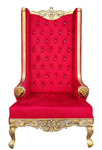 Red Velvet Throne <b>Sofa</b> Chair Gold Carved Frame Tufted Accent Armchair for Wedding Hotel Event Decor High Back Chair - Product Image 3