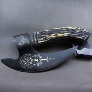 Couteau à pizza de style hache forgé à la main, qualité supérieure, vente en gros, lame forgée de qualité industrielle, manche en bois - Product Image 1