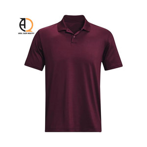 Chemises pour hommes de haute qualité en polyester solide respirant résistant à l'usure, polos décontractés à manches courtes à séchage rapide - Product Image 1