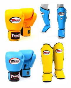 Ensemble de gants de boxe Muay Thai et protège-tibias Twins en cuir premium, respirant, léger, avec sangle de poignet réglable et poignées anti-humidité - Product Image 6