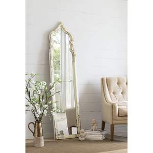 Oversized <b>Full</b> <b>Length</b> 19x1.6x73.2 Floor <b>Mirror</b> Vintage <b>White</b> Shabby Chic Wooden Frame for Bedroom Living Room - Product Image 3