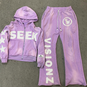 Ropa al por mayor hecha a medida en China, chándal corto con lavado ácido, chándal personalizado con pantalones acampanados, chándal de gimnasio para hombre, nueva tendencia - Product Image 3
