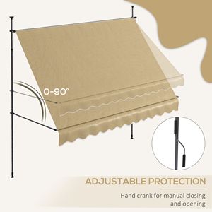 Tenda da Sole Manuale Retrattile 3x1,2m Beige per Patio, Resistente ai Raggi UV, con Bracci Pieghevoli, Installazione Senza Viti per Finestre, Porte e Terrazze - Product Image 5