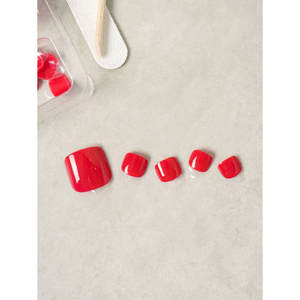 TITA Professional 14PCs Sólido Rojo Pedi Tips Larga duración Fácil de aplicar Diseño Belleza Nail Art Manicure & Pedicure Set - Product Image 1