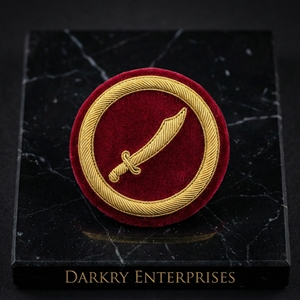 Insignias Bordadas a Mano con Hilo de Oro Personalizadas, Parches de Regalia con Bastones Cruzados, Emblema Heráldico Dorado - Product Image 6