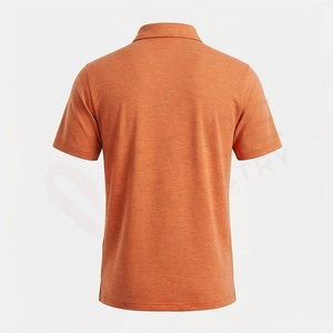 Polo en jersey de coton à manches courtes pour homme, couleur orange, décontracté, respirant, design tricoté uni, coupe classique - Product Image 2