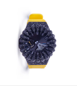 Montre de sport Stealth Black Iced Yellow Strap, 42 mm, analogique, à quartz, bracelet en silicone pour homme, cadran saphir lumineux - Product Image 1