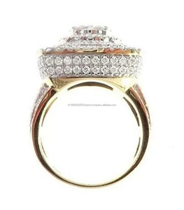 Handmade Hip Hop Engagement Wedding <b>Ring</b> <b>CZ</b>/Moissanite Diamond 925 Sterling Silver Rhodium Plated Cluster Design Prong Setting - Product Image 3
