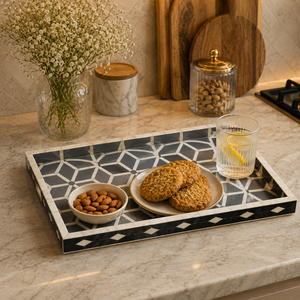 Bandeja de Servir de Lujo con Incrustaciones de Madreperla |   Bandeja de Madera Hecha a Mano para Ramadán y Eid, Decoración para el Hogar, Utensilios de Cocina y Regalo Árabe - Product Image 5