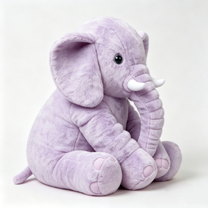 customized <b>nursery</b> decor plush animal, soft plush elephant with white tusks, <b>light</b> pink paw pads, infant security stuffed toy - Product Image 2