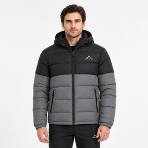 Veste matelassée à capuche pour homme, noire et grise, chaude, imperméable, légère, pour l'hiver et les activités de plein air, One Apex - Product Image 1