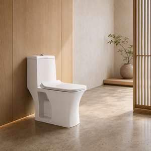 Inodoro Minimalista de Una Pieza Alargado con Doble Descarga, Botón de Pared, Montaje en Suelo, Porcelana, Sifón en S, Fácil Limpieza, Accesorio de Baño - Product Image 5