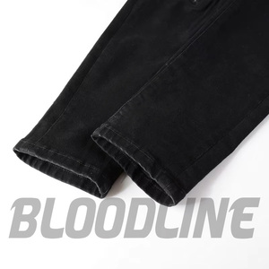 กางเกงยีนส์เดนิมขาดๆ สีดำทรงสลิมฟิตสำหรับผู้ชาย ยี่ห้อ Bloodline ทรงขาตรง ผ้าฝ้ายเนื้อปานกลาง สวมใส่สบาย - Product Image 3