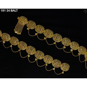 Chaîne de taille à pampilles en alliage de cuivre plaqué or MIJ, design moyen-oriental, pour femme, pour mariage et fête, chaîne de corps vintage, ceinture de taille - Product Image 2