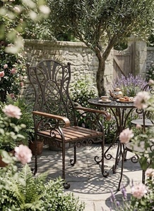 Chaise en fer forgé au design européen traditionnel, revêtement en poudre, mobilier métallique écologique pour restaurants - Product Image 3
