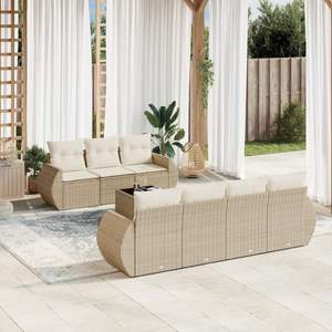 Conjunto de Sofá de Jardín de Ratán Sintético PE Beige, Materiales Resistentes a los Rayos UV, 98.4 Pulgadas de Largo - Product Image 1