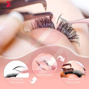 Pinzas para extensiones de pestañas color oro rosa, juego de 6 con punta de fibra, producto de acero inoxidable, pinzas para extensiones de pestañas - Product Image 5