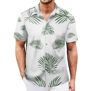 Chemise à col campiste à imprimé floral botanique personnalisé vert, manches courtes, style tropical, plage, vacances d'été - Product Image 5