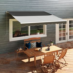 Tenda da Sole Elettrica Retrattile Grigia 12 X 10 per Terrazza, Balcone e Giardino con Telecomando e Manovella - Product Image 2