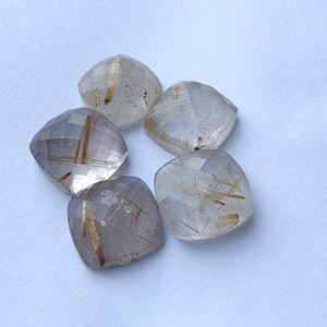 Piedra Preciosa de Rutilo Dorado Natural de Calidad, Corte Cojín, Calibrada, con Reverso Plano para Joyería - Product Image 2