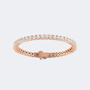 <b>Rose</b> <b>Gold</b> Tone Tennis Bracelet Round Brilliant Cut Diamond <b>Bangle</b> 49 Stones VS1 Excellent Clarity for Wedding Party - Product Image 5