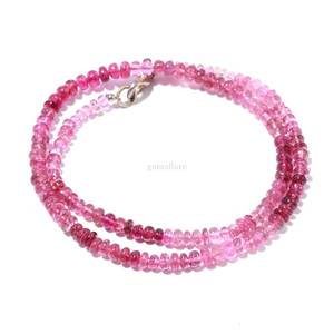 Collier en tourmaline rubellite naturelle lisse, perles rondes, fait main, pierres précieuses de tourmaline rose, élégant pour la création de bijoux - Product Image 2