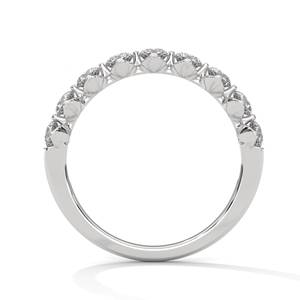 Anillo de banda de diamantes con corte baguette de esmeralda en plata chapada en oro blanco con gemas creadas en laboratorio, joyería nupcial moderna apilable - Product Image 3