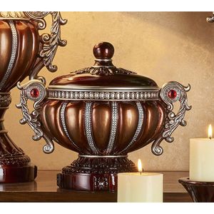 Scatola Portagioie Decorativa in Bronzo Rossastro da 29 cm con Dettagli in Argento per Conservazione - Product Image 2