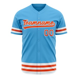 Camiseta de Béisbol Azul Claro Personalizada para Hombre, Manga Corta, Nombre del Equipo 00, Impresión Serigrafiada, Ropa Deportiva Transpirable de Poliéster - Product Image 4