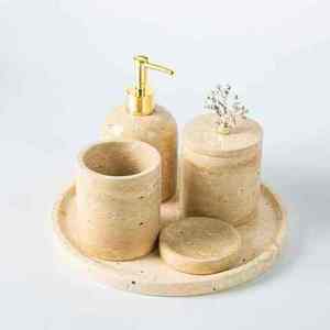 Ensemble d'accessoires de salle de bain en résine blanche de luxe, quatre pièces, facile à nettoyer, pour maisons et hôtels modernes - Product Image 4