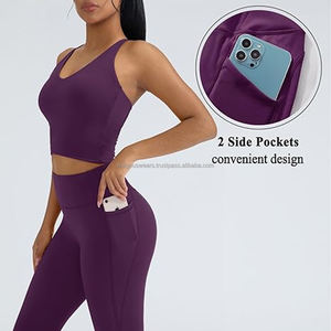 Ensemble de yoga 2 pièces léger pour femme, dos croisé, séchage rapide, anti-transpiration, taille mi-haute, sans coutures - Product Image 4