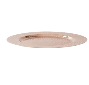 Assiette de présentation martelée plaquée cuivre pour mariage, service de dîner, traiteur, vaisselle, plateau de service alimentaire - Product Image 3
