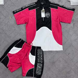New Summer Nylon Windbreaker <b>Short</b> Set Zip up Windbreaker <b>Jacket</b> Tracksuit Polyester Streetwear TrackSuit Set - Product Image 5
