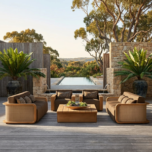 Juego <span class=keywords><strong>de</strong></span> Muebles <span class=keywords><strong>de</strong></span> Jardín <span class=keywords><strong>de</strong></span> Teca Premium, Sofá, Mesa <span class=keywords><strong>de</strong></span> Comedor y Tumbona, Colección Resistente a la Intemperie para Australia - Product Image 1