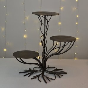 Support à cupcakes de luxe à 3 niveaux en acier inoxydable argenté avec poignée dorée, tour de présentation de desserts en métal pour mariage, fête, buffet - Product Image 5