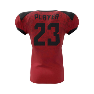 Maillot de football américain personnalisé pour homme, rouge et noir, col en V, manches courtes, impression sublimée, polyester respirant, coupe ajustée, maille - Product Image 4