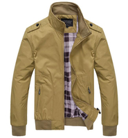 Blouson bomber noir pour homme, col montant, fermeture éclair, coupe-vent, décontracté, pour l'automne, en polyester, coupe ajustée, manches classiques