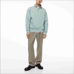 High Quality <b>Men's</b> Half Zip Fleece Sweatshirts With Stand Collar 100% Cotton 350GSM Embroidered Logo Pullover Hoodie <b>for</b> Winter - Product Image 4
