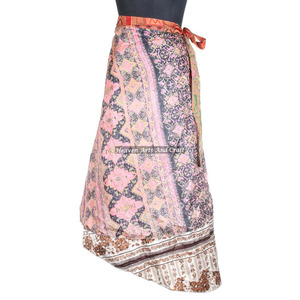 New Multi Designed Stylish Silk Long Skirts Real Vintage Indian Silk Sari <b>Magic</b> Wrap Around Skirts <b>Beach</b> Wear Indian Printed - Product Image 3