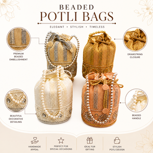 Bolso Potli con Cuentas Hecho a Mano, Bolsa con Cordón Decorada para Bodas, Fiestas, Accesorios de Moda para la Noche - Product Image 6