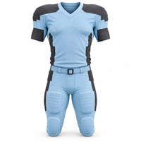 Ensemble d'uniformes de football américain bleu glace et anthracite à 12 panneaux avec rembourrage et panneaux échelonnés