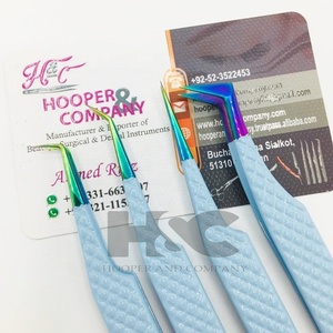 Eyelash Extension <b>Tweezers</b> New Light Blue Color Coating Hand Made Lash <b>Tweezers</b> Hot Sale Laser Logo mink Sustainable <b>Tweezer</b> - Product Image 1