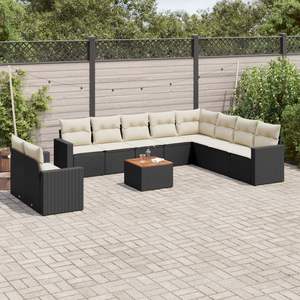 Conjunto de Sofás Modulares Grandes de Ratán PE Negro para Jardín, Muebles Modulares Elegantes para Exteriores - Product Image 1