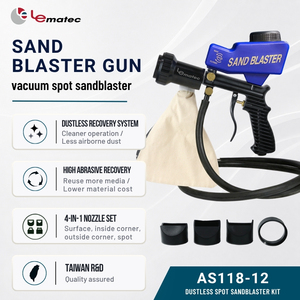 Pistolet de sablage par aspiration à gravité sans poussière, avec sac de récupération de sable de 600 cc, modèle AS118-12, pour le nettoyage de l'ABS - Product Image 3